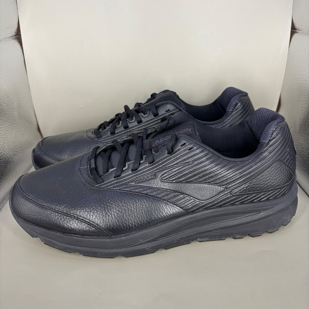 Brooks Addiction Walk 2 Mens 12.5 Black Leather Walking Shoes 1103181D072 - Picture 3 of 8